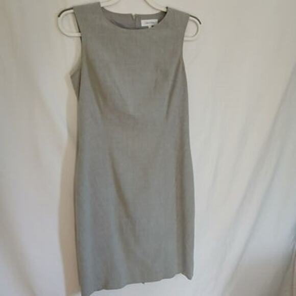 Calvin Klein size 6 sleeveless sheath in dove grey kick pleat classic design - Picture 1 of 14